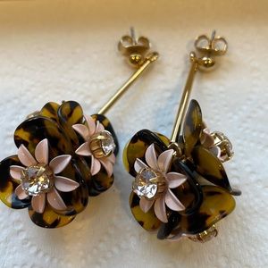 J. Crew tortoise shell/pink/rhinestone dangle earrings
